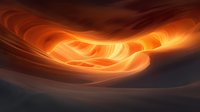 Abstract orange energy waves flowing in dynamic motion creating luminous trails and glowing effects on dark background for modern digital art projects.