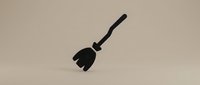 Black silhouette of kitchen utensil slotted spoon with long handle on neutral beige background for culinary design projects and cooking concepts.
