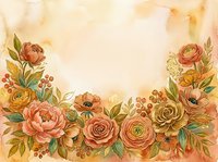 Watercolor floral frame with roses, ranunculus and leaves on textured paper background for wedding invitations, greeting cards and romantic designs.