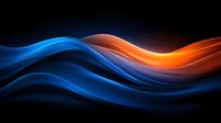 Abstract flowing waves in contrasting blue and orange colors create dynamic movement against dark background, suitable for modern business presentations.
