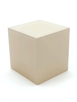 Simple white cube shape on isolated background, geometric minimalist design element for creative projects and presentations, clean modern form on white.