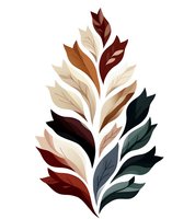 Stylized autumn leaves arrangement in warm earth tones isolated on white background for seasonal design projects and nature-themed graphics.