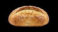 Freshly baked artisan sourdough bread loaf isolated on transparent background, ready for bakery designs, food packaging, restaurant menus, print-on-demand products and culinary graphics.