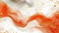 Flowing orange and white marble abstract with gold spatter effect creates elegant wavy pattern. Luxurious design background for modern decor and packaging.