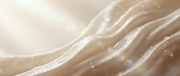 Luxurious cream silk fabric with elegant flowing waves and soft golden lighting creating smooth textile texture for fashion and interior design projects.