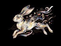 Decorative rabbit with ornamental swirls and flourishes, isolated on transparent background. Ready for t-shirt design, clipart, stickers, sublimation, and print-on-demand projects.