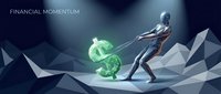Businessman pulling glowing dollar sign with rope on geometric surface representing financial growth and economic momentum in corporate success concept.