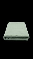 Folded sage green linen fabric isolated on transparent background, ready for home decor, bedding, textile design, sublimation, and print-on-demand product mockups.