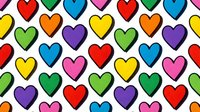 Colorful heart pattern with rainbow hearts in rows. Seamless repeating design perfect for Valentine's Day, love themes, romantic backgrounds and textile prints.