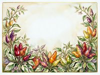 Vintage botanical frame with red and orange flowers, green foliage, and aged parchment background. Ornamental border design for invitations, cards, and decorative projects.