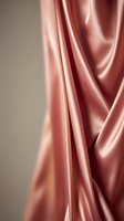 Luxurious rose gold silk fabric with elegant draping and soft lighting creates sophisticated textile background for fashion and interior design projects.