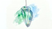 Watercolor gemstone pendant with green and blue tones, isolated on white background, suitable for jewelry design, fashion graphics, and digital artwork projects.