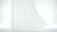 White sheer curtain fabric flowing gracefully against neutral background, creating soft elegant drape for home decor and interior design projects.