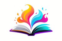 Vibrant open book with colorful abstract waves emerging from pages, symbolizing creativity, imagination and storytelling. Perfect for education, literature and publishing projects.