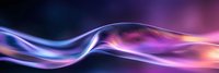 Luminous flowing waves in purple and blue neon colors against dark background create dynamic abstract composition with glowing light effects and smooth curves.