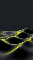Glowing yellow neon lines flow across dark undulating waves, creating an abstract digital landscape with luminous energy and modern aesthetic appeal for contemporary design projects.