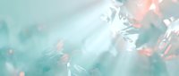 Soft abstract composition with translucent crystalline forms and delicate coral and turquoise tones, creating ethereal light effects for wellness and spa design projects.