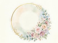 Circular floral wreath with pink roses, eucalyptus leaves, and gold accents on isolated white background. Perfect for wedding invitations, greeting cards, and design projects.