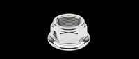 Chrome flanged hex nut isolated on transparent background, ready for T-shirt design, stickers, clipart, print on demand, and sublimation projects.