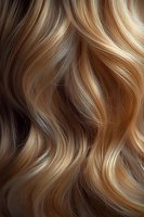 Luxurious wavy blonde hair with golden highlights and natural texture showcasing healthy shine and movement for beauty and haircare concepts.