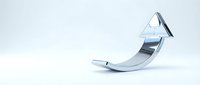 Curved arrow pointing upward in metallic silver, symbolizing growth, progress, and positive business trends on white background.