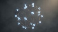 Glowing network nodes connected by illuminated lines forming a spherical structure against dark background, representing digital connectivity, data communication, and global networking technology.