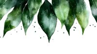 Watercolor green leaves hanging down with droplets on white background, botanical nature art for eco-friendly designs and natural decor projects.