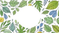 Hand-drawn tropical leaves frame with monstera, palm fronds and botanical elements on white background. Natural border design for eco-friendly projects.