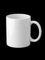 Blank white ceramic mug isolated on transparent background, ready for custom design, sublimation printing, and print-on-demand merchandise applications.