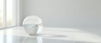 Crystal ball with upward trending arrow graph inside, symbolizing financial growth, investment success, and market prediction on bright white surface.
