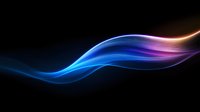 Glowing abstract wave with vibrant blue and pink light trails flowing smoothly against black background, creating dynamic motion effect for modern designs.