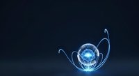 Glowing neon globe cradled in luminous hands against dark background, symbolizing global connection, technology innovation, and digital communication for web and marketing use.
