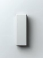 White rectangular box casting soft shadow on light gray background, minimalist product packaging mockup for cosmetics, medicine or retail goods.
