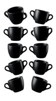 Black ceramic coffee cups and mugs collection isolated on white background for kitchen design and restaurant branding projects.
