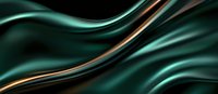 Luxurious emerald green silk fabric with golden accent wave creates elegant flowing abstract background pattern for luxury branding and design projects.