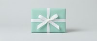 Mint green gift box with white satin ribbon bow on neutral background for holidays, birthdays, celebrations and special occasions packaging design.