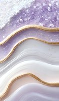 Luxurious purple and white marble waves with golden glitter lines create elegant abstract background for luxury branding, wedding invitations and packaging design.