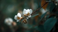 White magnolia flowers blooming on branch with green foliage in soft natural light creating peaceful spring garden atmosphere for wellness content.