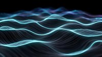 Glowing cyan and dark waves flow across black background, creating dynamic motion effect suitable for technology, digital design, and modern visual projects.