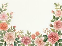 Watercolor roses and foliage frame isolated on white background, ready for wedding invitations, greeting cards, and design projects.