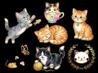 Cute kittens and cats collection isolated on transparent background, ready for t-shirt designs, stickers, clipart, sublimation and print-on-demand projects.