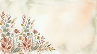 Watercolor autumn foliage with warm earth tones and delicate leaves on left side, fading into soft neutral background. Suitable for fall designs, stationery, and seasonal projects.