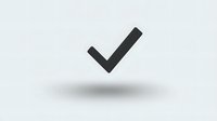 Black checkmark symbol floating with soft shadow on light gray background, minimal design element for interface, apps and web projects.