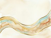 Flowing abstract watercolor waves in warm earth tones with gold accents on cream background. Suitable for modern home decor, wellness branding, and contemporary design projects.