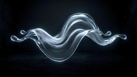Flowing translucent wave with ethereal curves against dark background, suitable for abstract design, digital art, motion graphics, and modern visual projects.