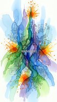 Watercolor innovation concept with circuit board patterns and colorful splashes representing technology advancement and creative digital transformation.