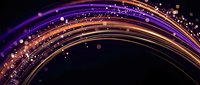 Abstract flowing light trails with purple and orange gradient colors creating dynamic curved lines against dark background for modern digital designs.
