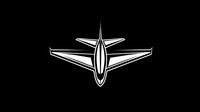 White linear airplane silhouette on black background isolated for aviation design projects and transportation graphics.