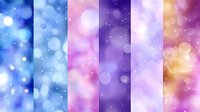Soft bokeh gradient backgrounds in blue, pink, purple, and gold tones with blurred light effects. Seamless pattern tiles for design projects.