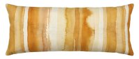 Striped lumbar pillow with warm golden, tan, and cream vertical stripes in watercolor style. Perfect for home decor, interior design projects, and furniture styling.